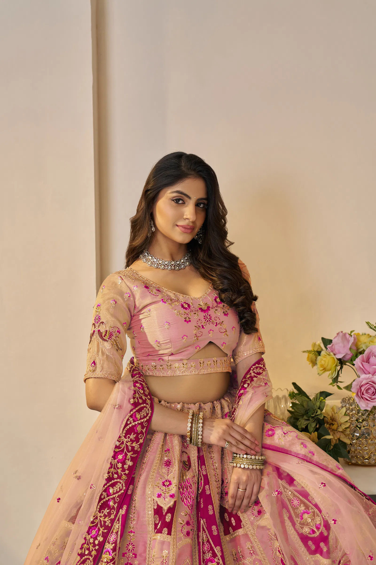 Kf 492 Orange Banarasi Silk Indian Bridal Lehenga Wholesale Market Surat